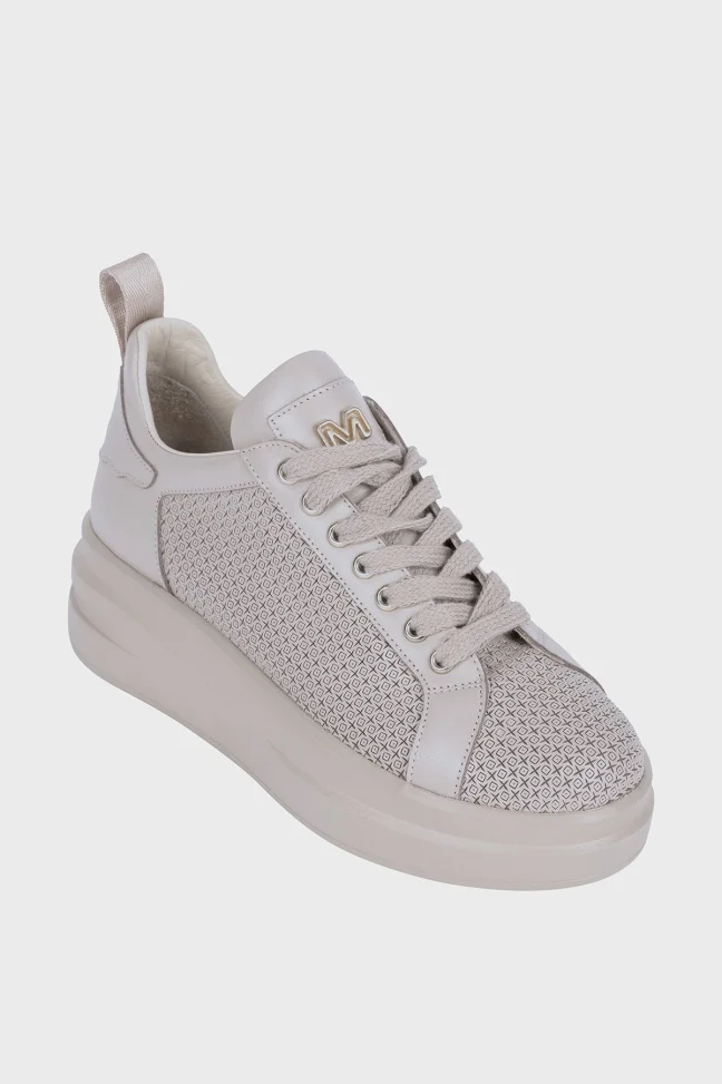 SKS-033 Nude Leather Women's Sneakers