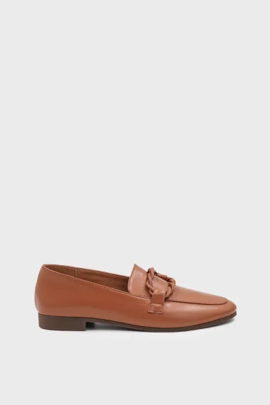 SKL-022 Tan Leather Women's Ballerinas