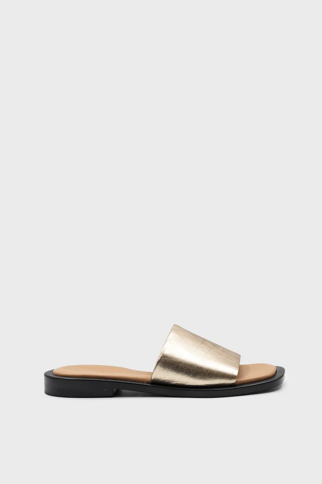 SKK-055 Gold Leather Leather Comfort Slippers