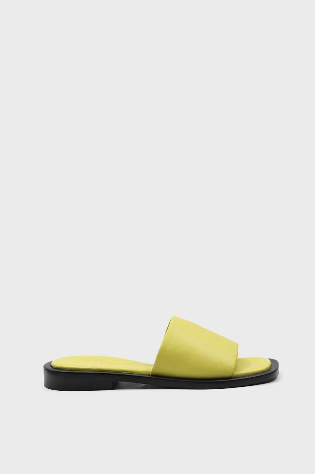 SKK-055 Yellow Leather Leather Comfort Slippers