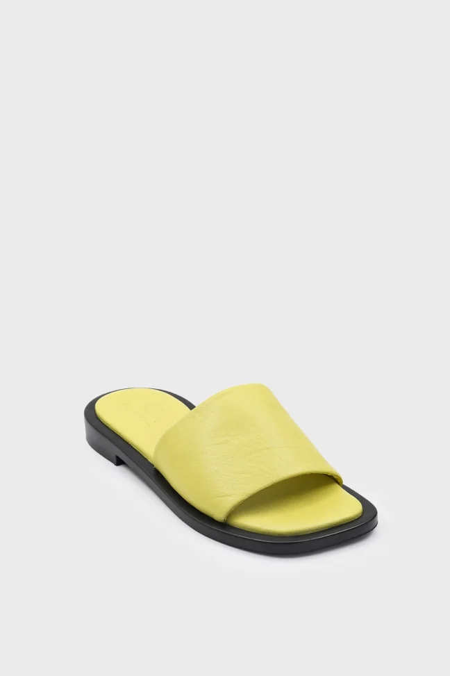 SKK-055 Yellow Leather Leather Comfort Slippers