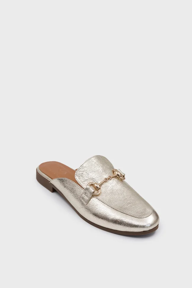 SKK-056 Gold Leather Women's Slipper