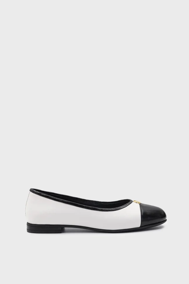 SKL-037 White Leather Women's Flats