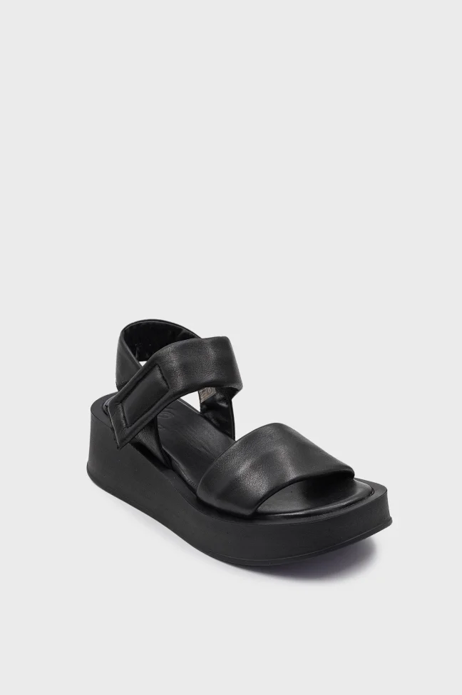 SKD-039 Black Leather Women's Sandal