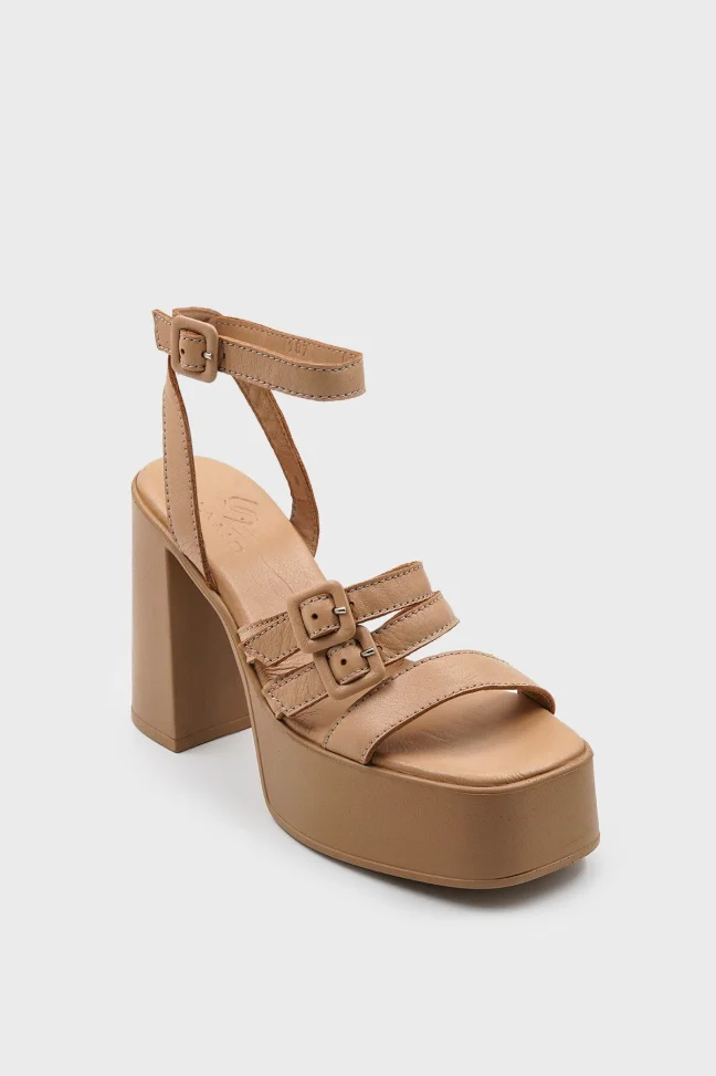 SKD-041 Nude Leather Strappy Comfort Sandal