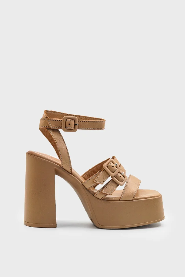 SKD-041 Nude Leather Strappy Comfort Sandal