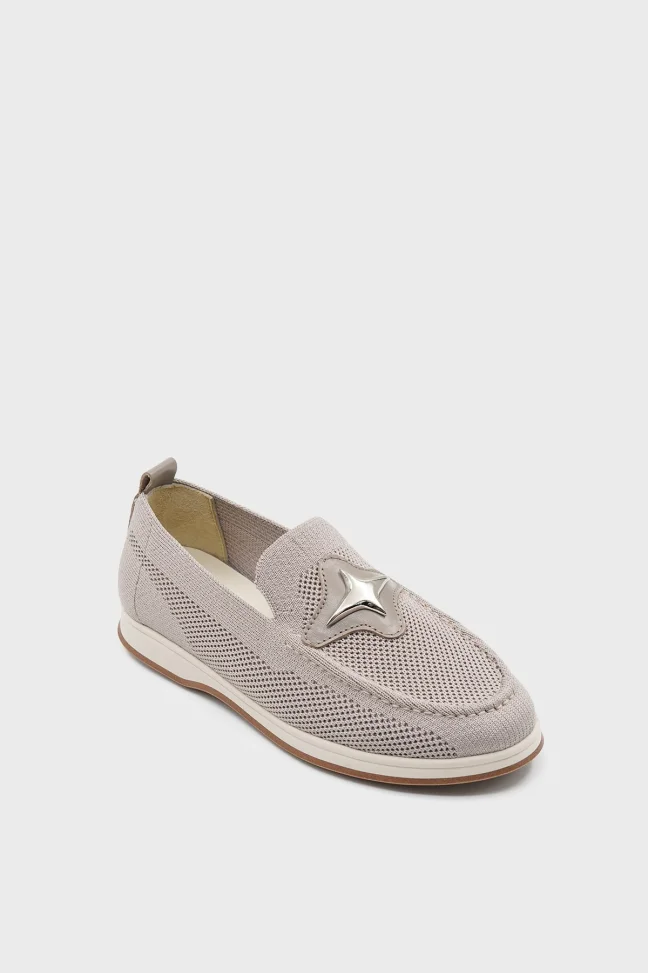 SKL-039 Beige Textile Knit Loafer