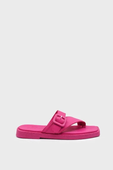 SKK-059 Pink Leather Buckled Toe-Post Women's Sandal