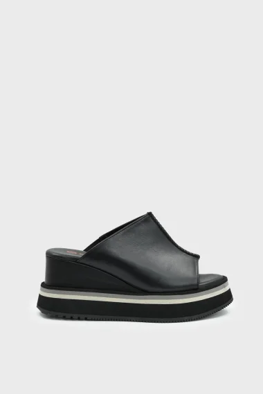 SKK-065 Black Leather Platform Base Slipper