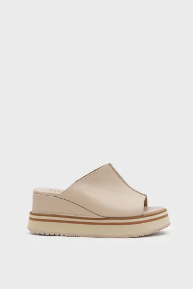 SKK-065 Beige Leather Platform Base Slipper