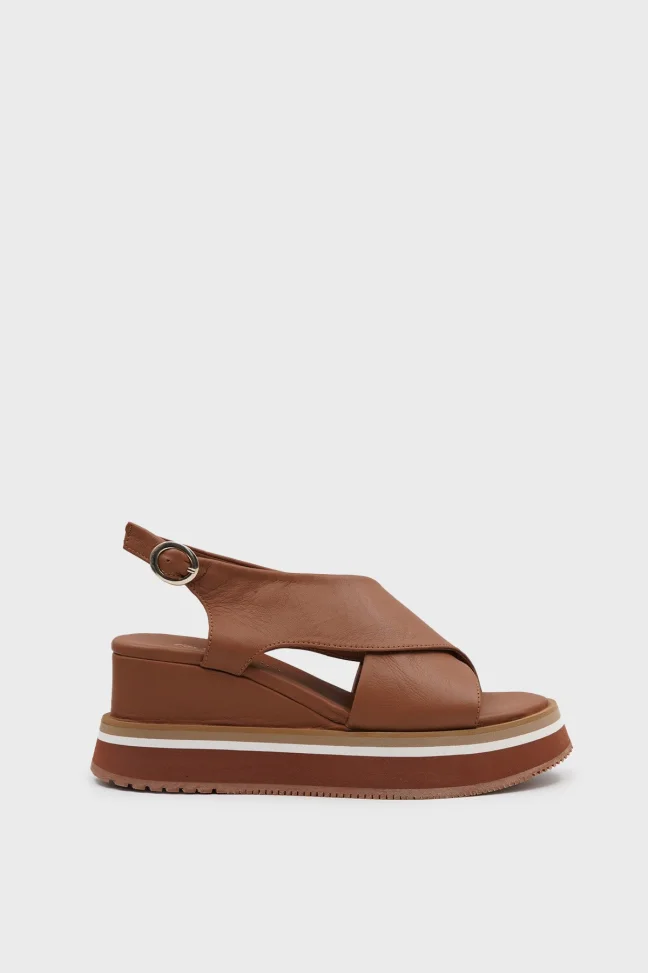 SKD-046 Tan Leather Platform Sole Sandal