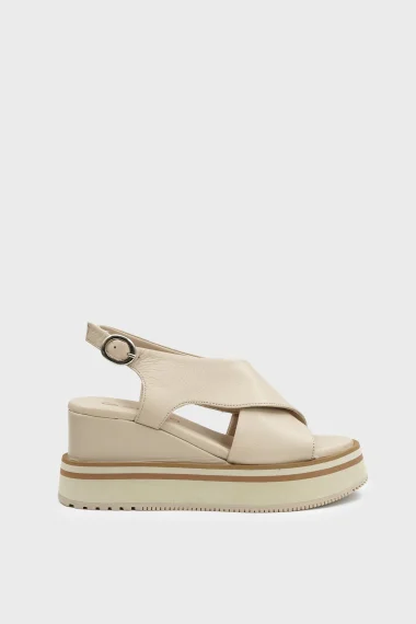 SKD-046 Beige Leather Platform Sole Sandal