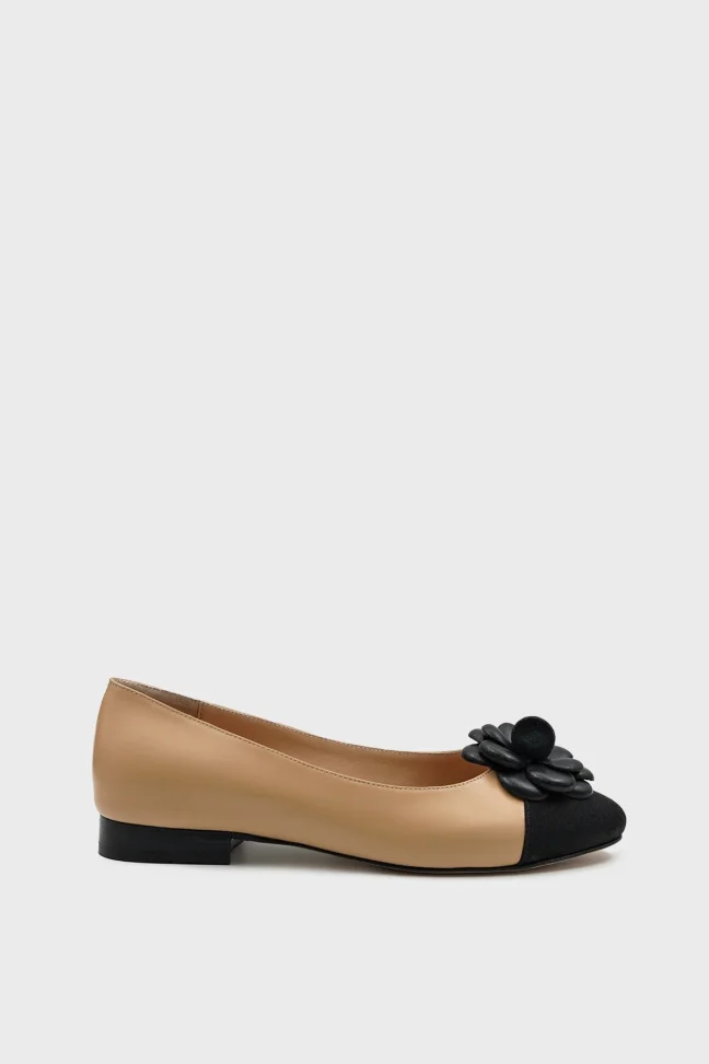 SKL-033 Nude Leather Women's Ballet Flats