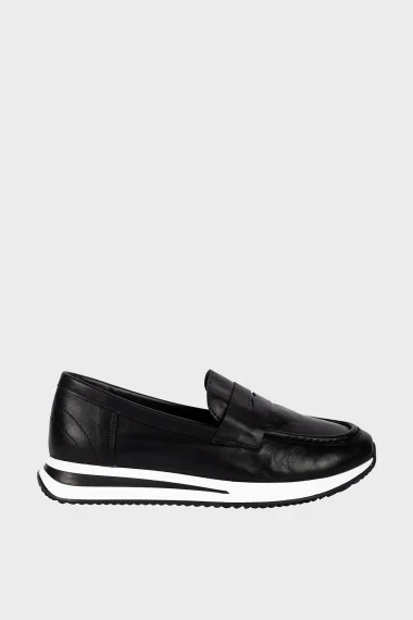 SKL-019 Black Leather Women's Loafers