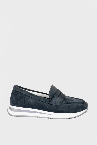 SKL-019 Navy Blue Suede Women's Loafers