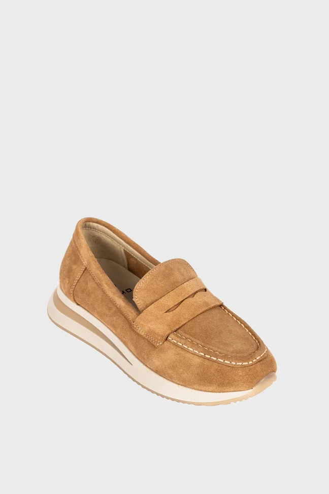 SKL-019 Camel Suede Women's Loafers