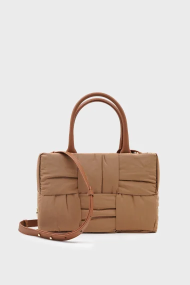 SCO-034 Tan Textile Casette Midi Shoulder Bag