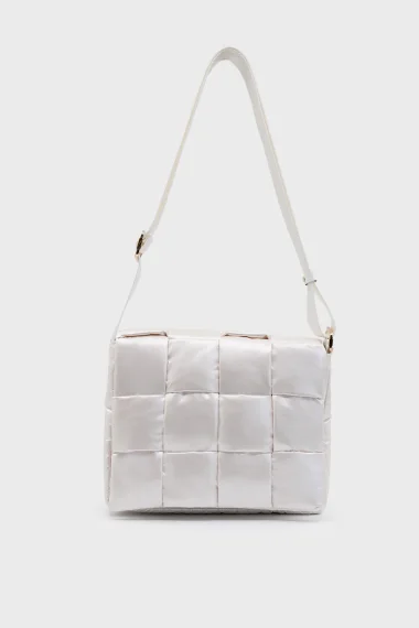 SCO-031 White Textile Cassette Crossbody Shoulder Bag