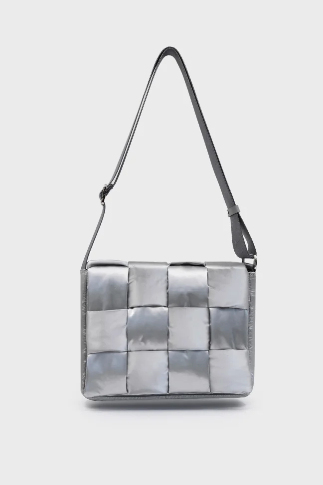 SCO-031 Gray Textile Cassette Crossbody Shoulder Bag