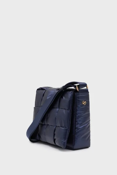 SCO-031 Navy Blue Textile Cassette Crossbody Shoulder Bag