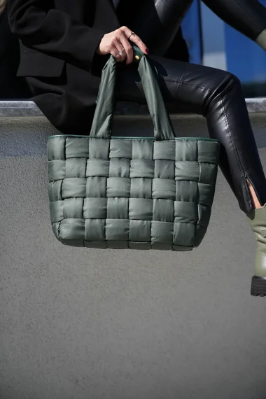 SCO-021 Cassette Green Textile Women's Shoulder Bag