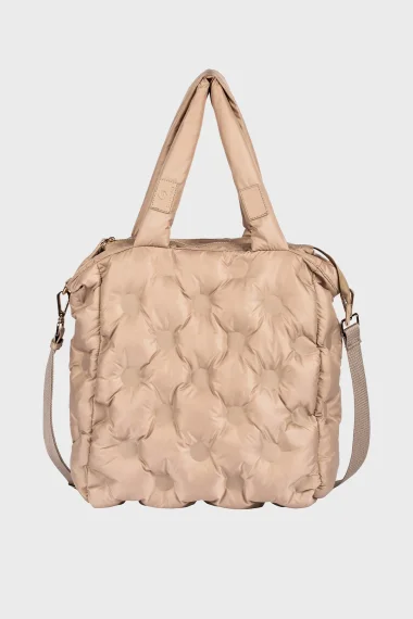 SCO-012 La Stampa Square Beige Textile Women's Shoulder Bag