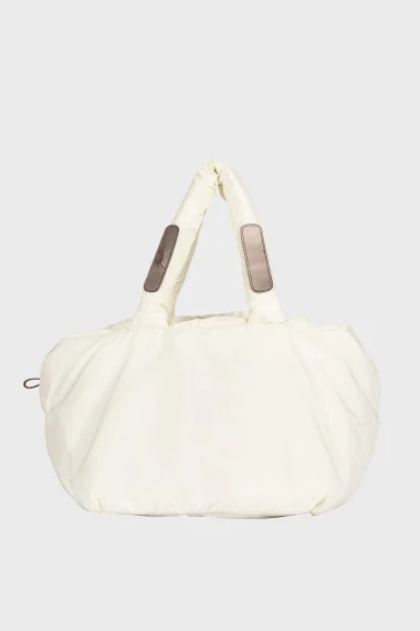 SCO-011 White Textile Women's Shoulder Bag